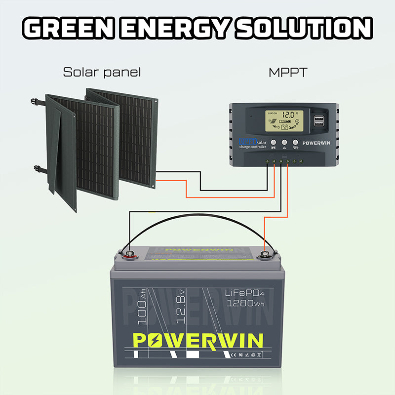 US POWERWIN BT100 12.8V 100Ah 1280Wh LiFePO4 Battery