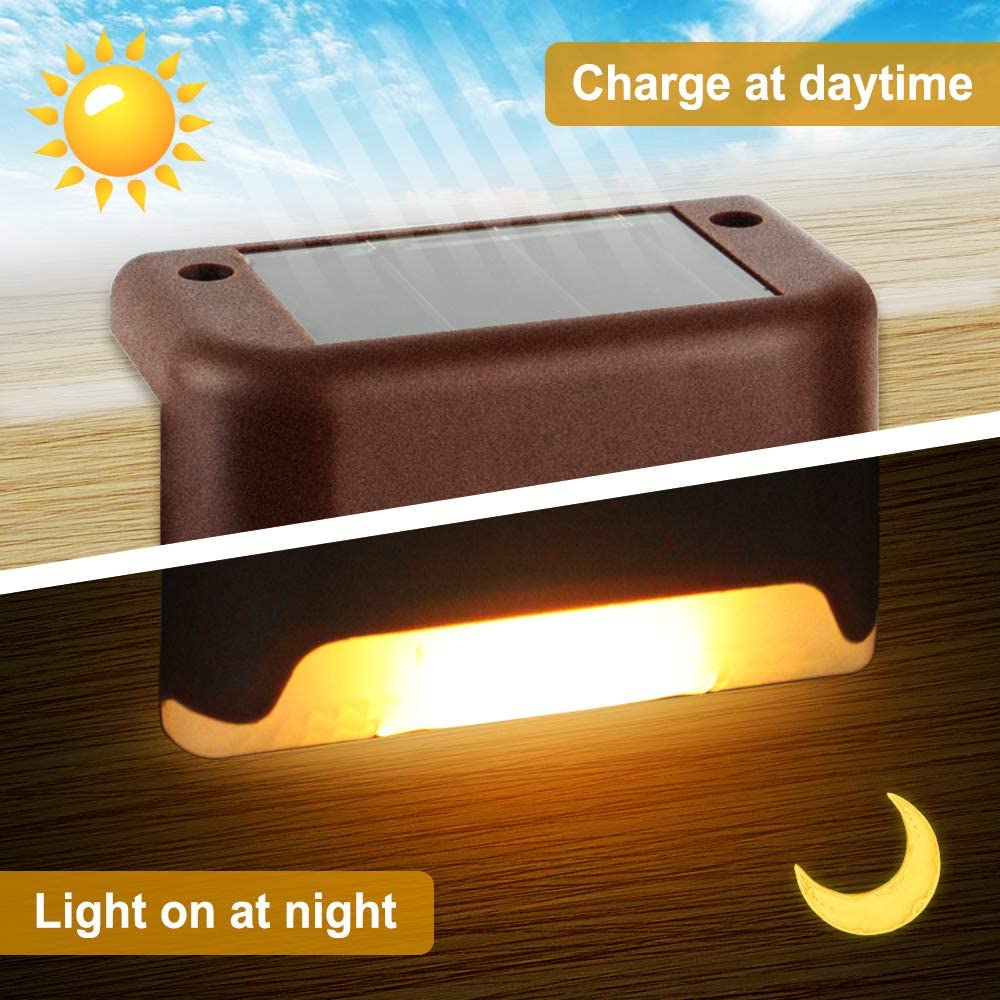 4Pcs Solar Deck Lights Outdoor Waterproof for Patio Step and Pathway