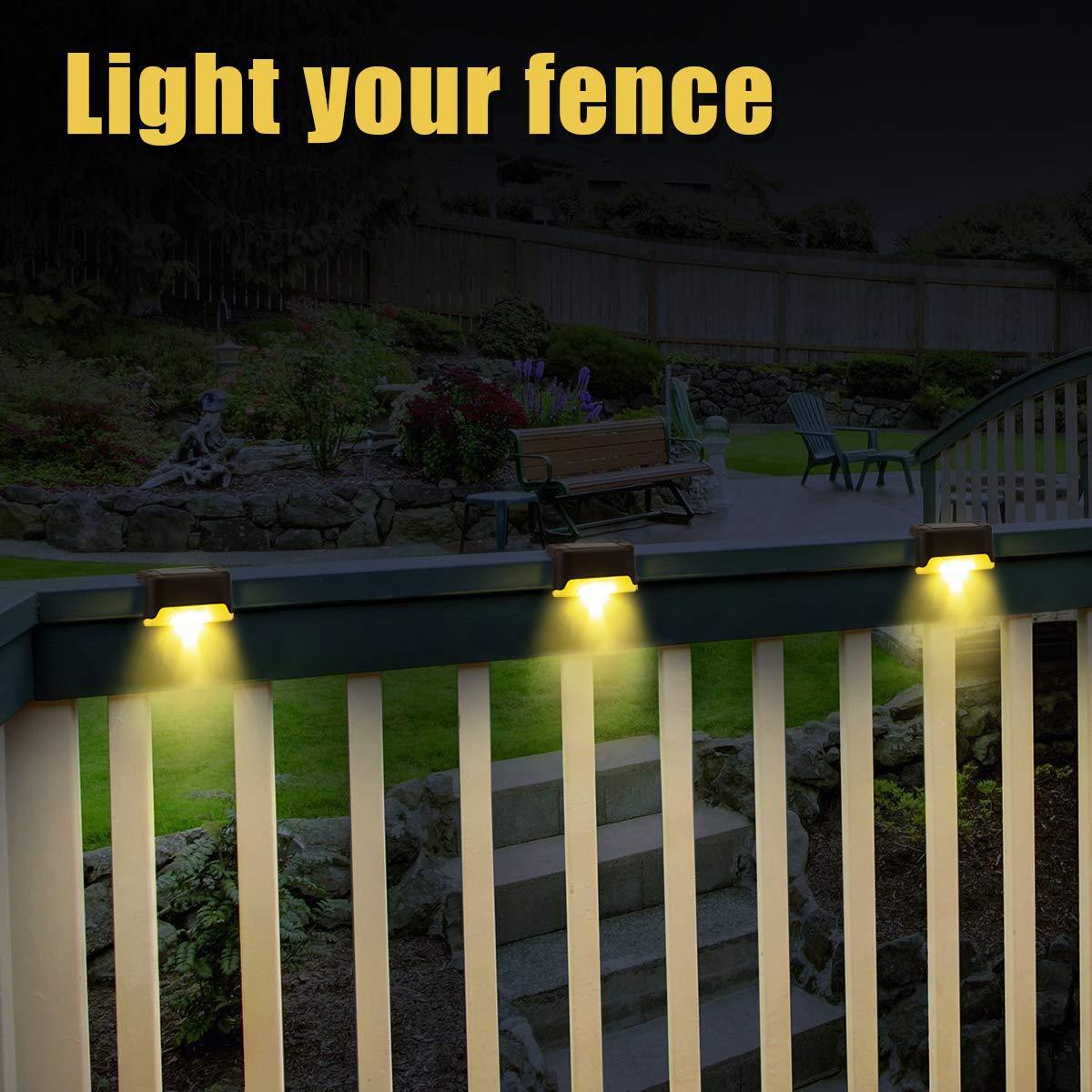4Pcs Solar Deck Lights Outdoor Waterproof for Patio Step and Pathway
