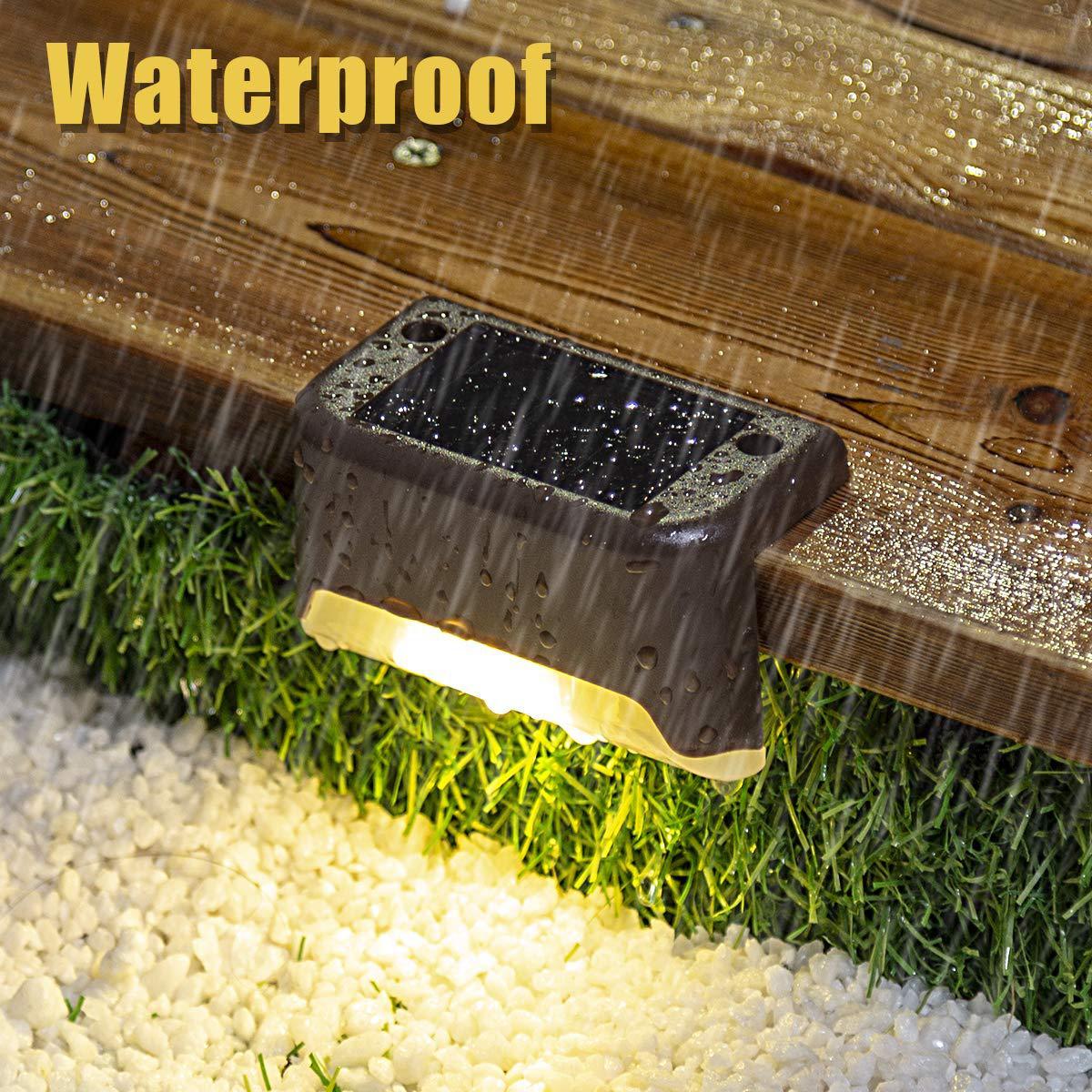 4Pcs Solar Deck Lights Outdoor Waterproof for Patio Step and Pathway