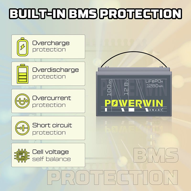 US POWERWIN  BT100 12.8V 100Ah 1280Wh LiFePO4 Battery